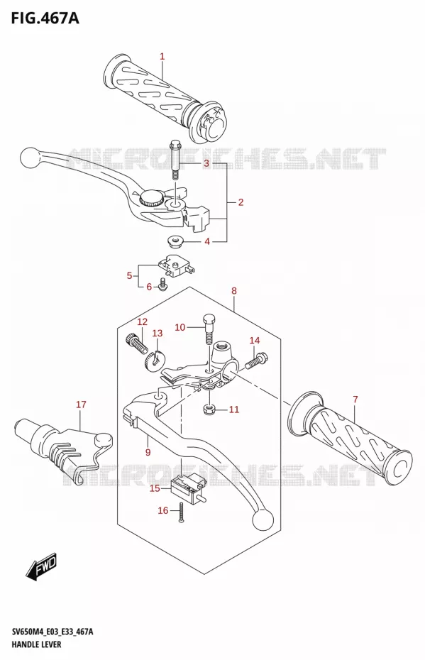 HEFBOMEN - HANDGRIPS Suzuki MOTO 650 SV 2024  SV650AM4 E28 2024 M4 (E28)
