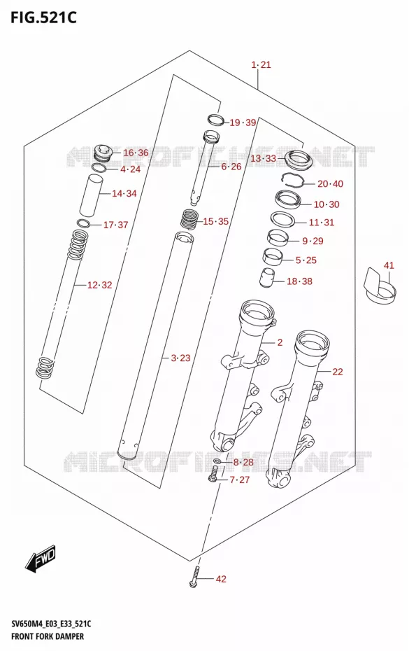 VOORVORK (SV650A:M4:E28) Suzuki MOTO 650 SV 2024  SV650AM4 E28 2024 M4 (E28)