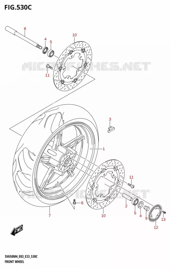 VOORWIEL (SV650A:M4:E28) Suzuki MOTO 650 SV 2024  SV650AM4 E28 2024 M4 (E28)