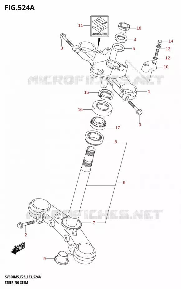 STUURKOLOM (SV650A) Suzuki MOTO 650 SV 2025  SV650A 2025 M5 (E28)