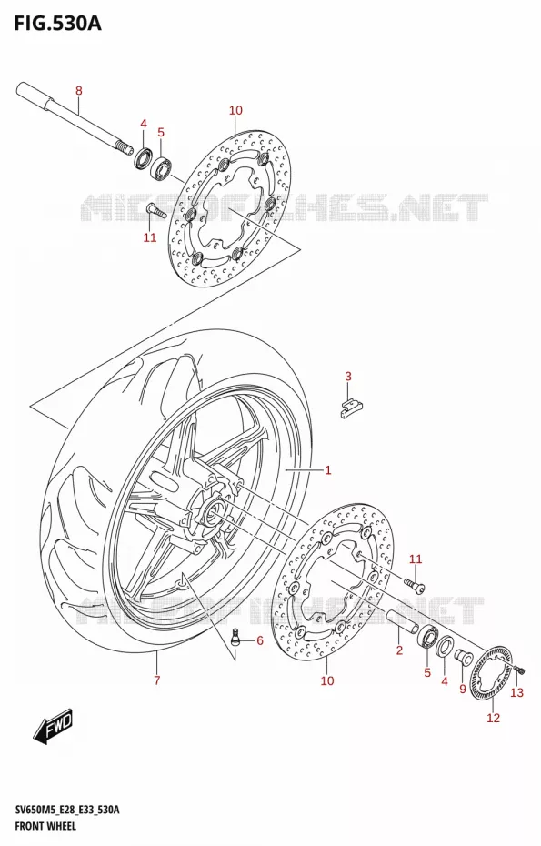 VOORWIEL (SV650A) Suzuki MOTO 650 SV 2025  SV650A 2025 M5 (E28)