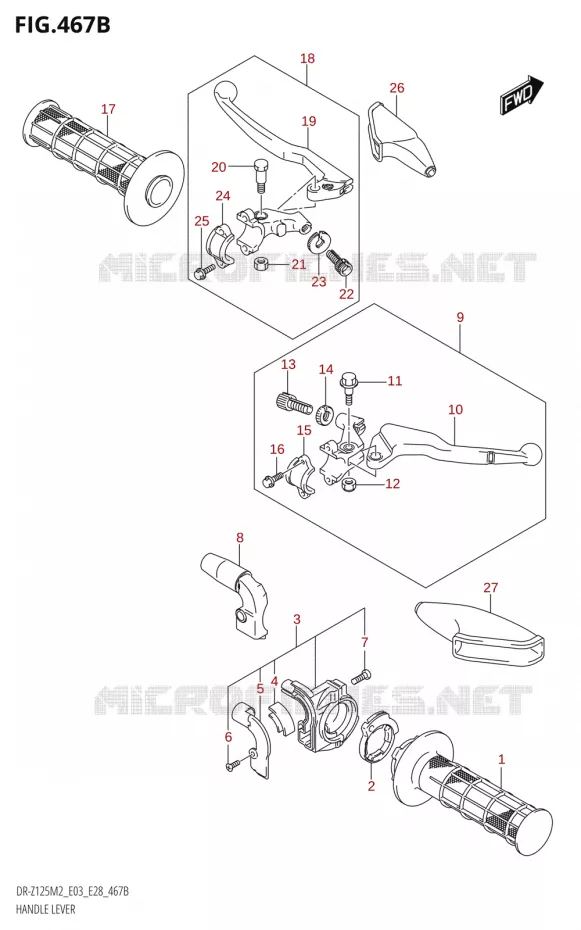 HEFBOMEN - HANDGRIPS (DR-Z125:E28) Suzuki MOTO 125 DR-Z 2022  DR-Z125 2022 M2 (E28)