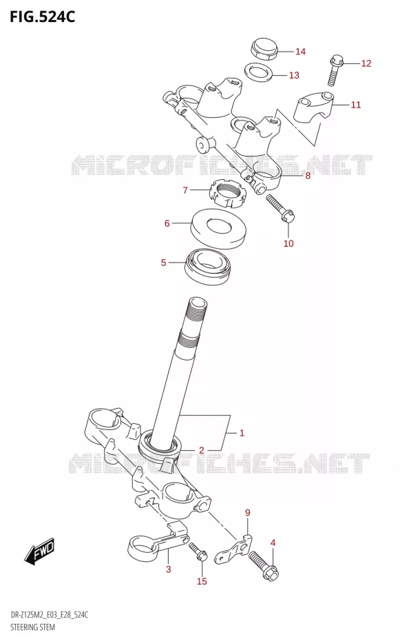 STUURKOLOM (DR-Z125L:E28) Suzuki MOTO 125 DR-Z 2022  DR-Z125 2022 M2 (E28)