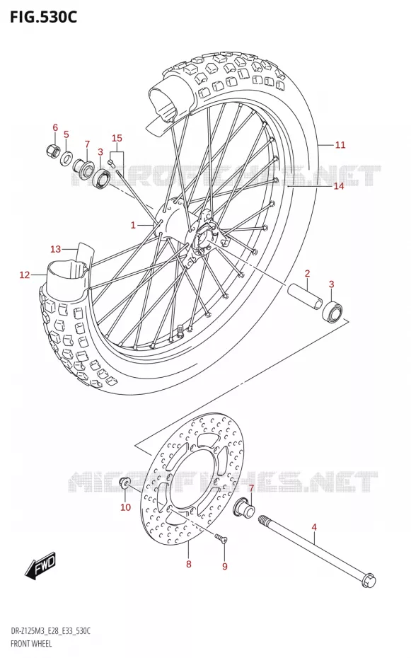 VOORWIEL (DR-Z125L:E33) Suzuki MOTO 125 DR-Z 2023  DR-Z125LM3 E28 2023 M3 (E28)