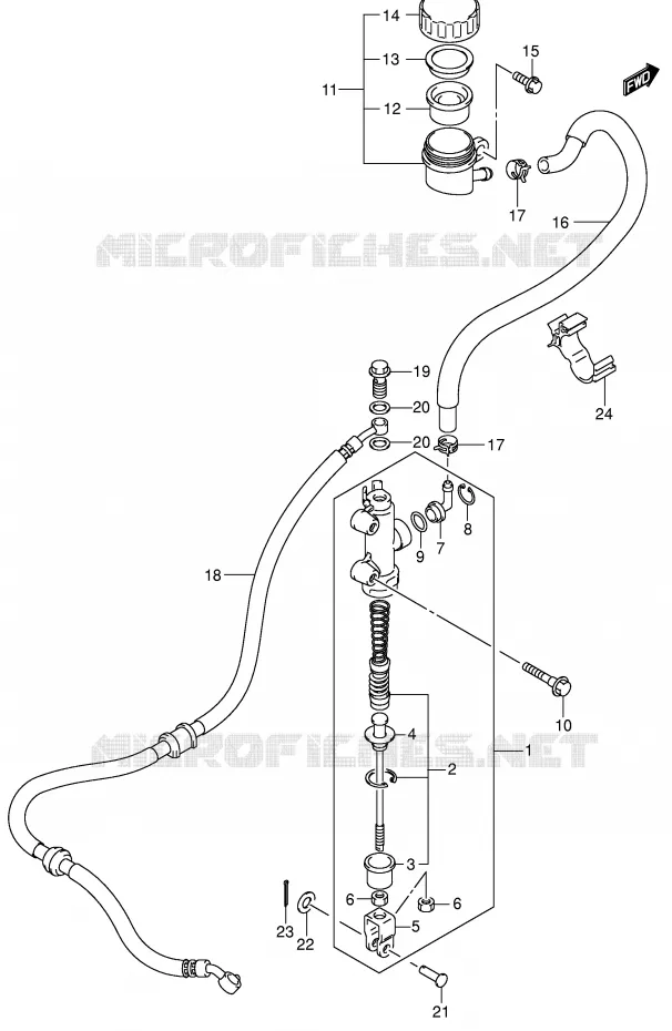 ACHTER HOOFDREMCILINDER Suzuki QUAD 500 KINGQUAD 2004  LT-A500FK4(P28/P33)