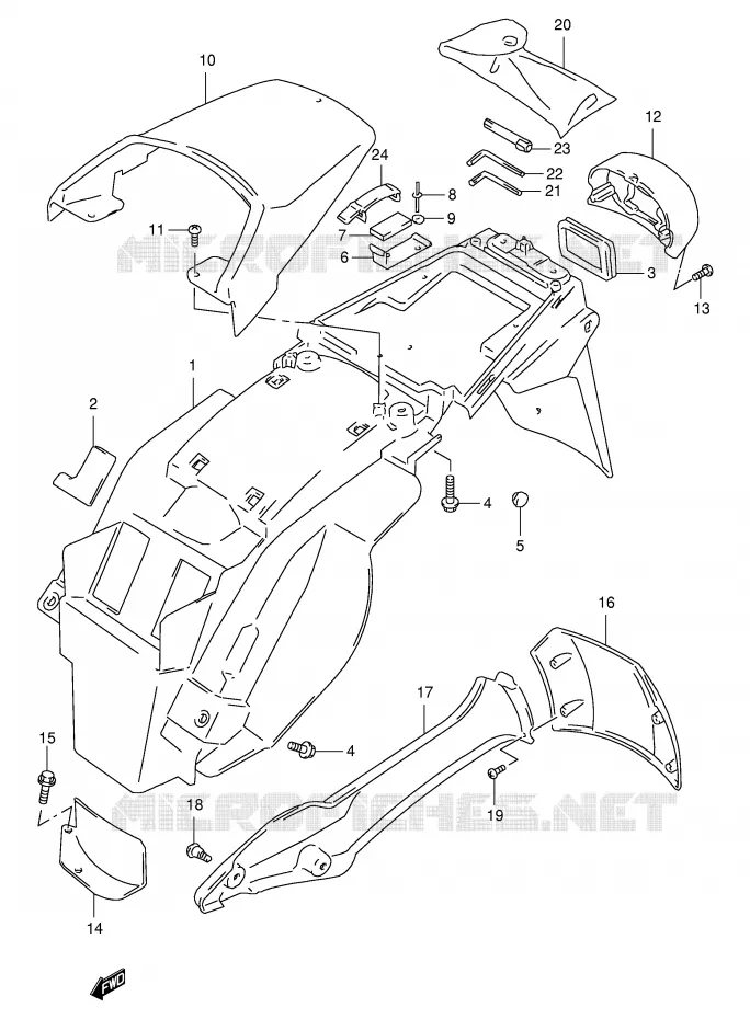 ACHTERSPATBORD Suzuki MOTO 650 FREEWIND 1997  XF650UV(E2)
