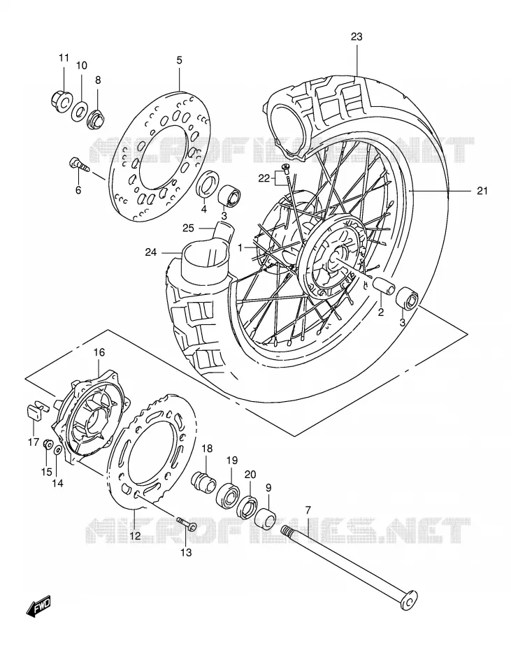 ACHTERWIEL Suzuki MOTO 650 FREEWIND 1998  XF650W(E2)