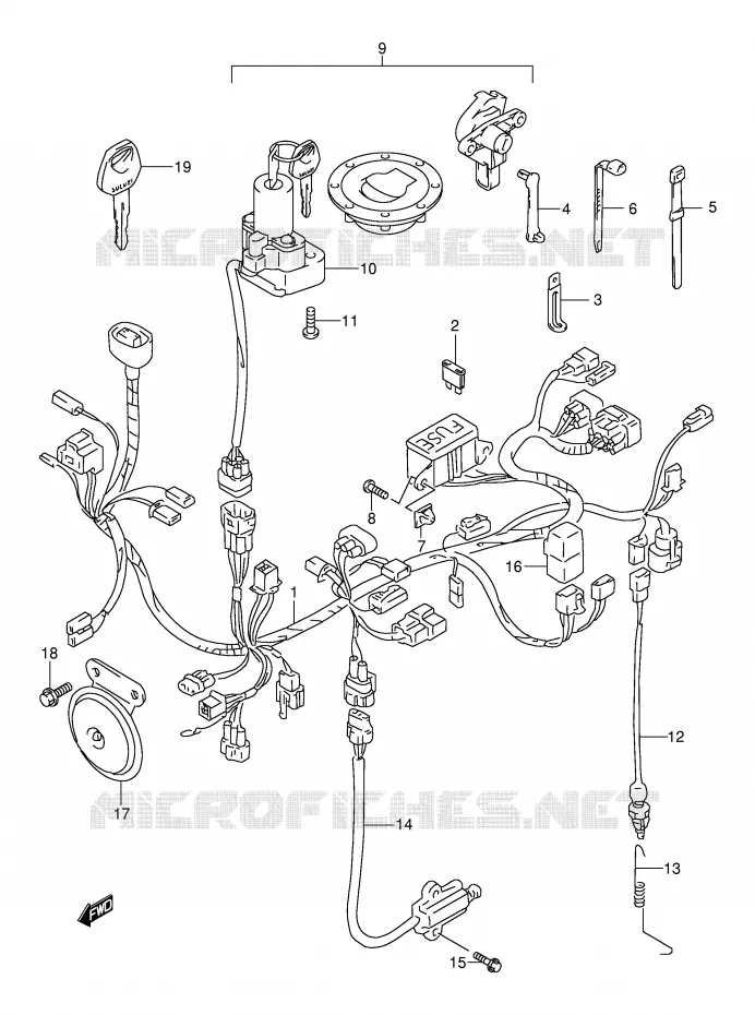 BEDRADING (MODELE Y/K1) Suzuki MOTO 650 FREEWIND 1999  XF650UX(E2)