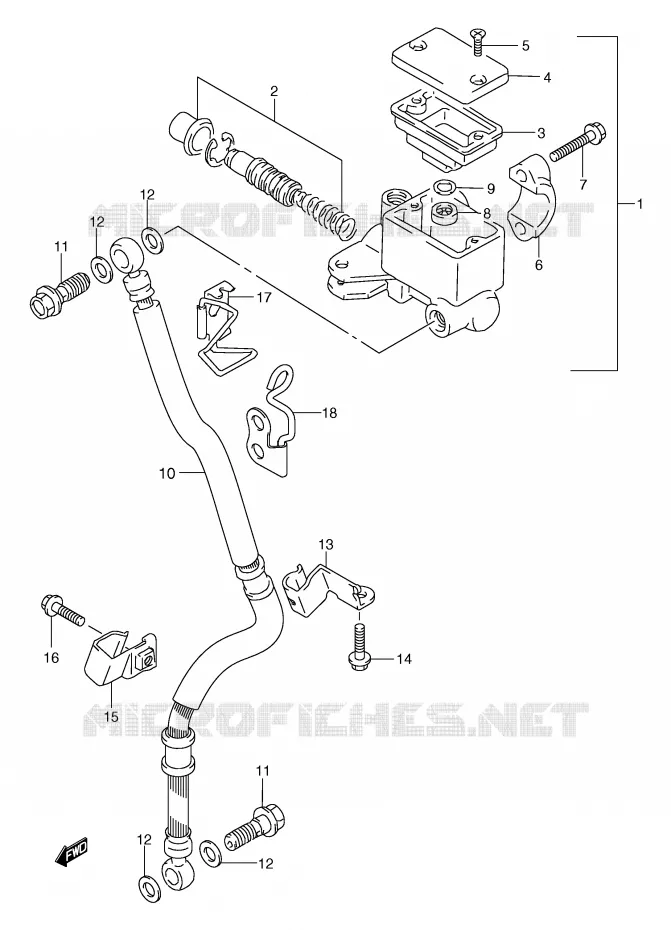 FRONT HOOFDREMCILINDER (MODELE Y/K1) Suzuki MOTO 650 FREEWIND 2001  XF650UK1(E2)