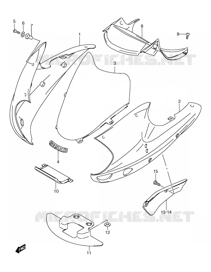 FRONT KUIP (MODELE Y) Suzuki MOTO 650 FREEWIND 2001  XF650K1(E2)