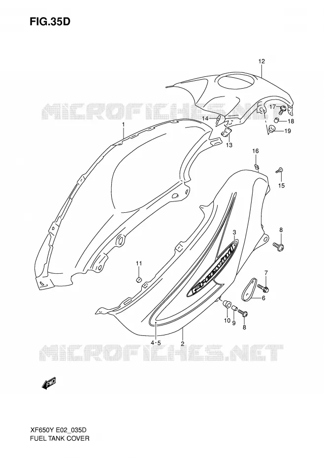 FUEL TANK - COVERS (MODELE K1) Suzuki MOTO 650 FREEWIND 1997  XF650UV(E2)