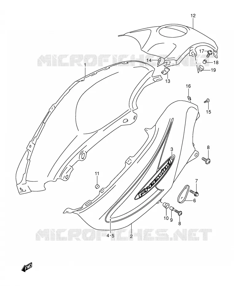FUEL TANK - COVERS (MODELE Y) Suzuki MOTO 650 FREEWIND 2000  XF650Y(E2)