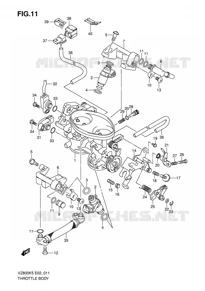 GASKLEPHUIS (MODEL K5/K6/K7/K8) Suzuki MOTO 800 MARAUDER 2007  VZ800K7(E2)