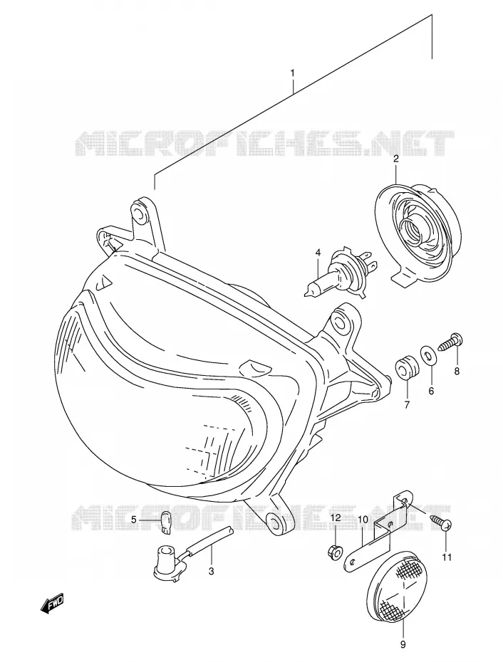 KOPLAMP (MODEL V/W/X E4,E17,E18,E22,E25,E34,P9,P37) Suzuki MOTO 650 FREEWIND 1997  XF650V(E2)