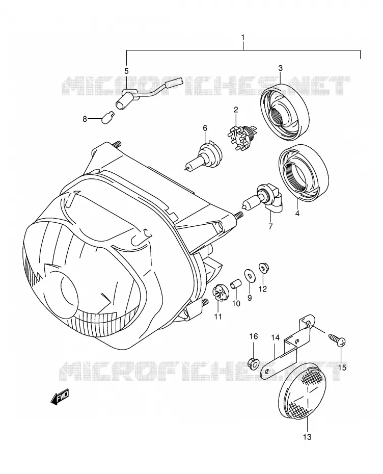 KOPLAMP (MODEL Y/K1 E4,E17,E18,E22,E25,E34,E54,P9,P37) Suzuki MOTO 650 FREEWIND 2000  XF650UY(E2)