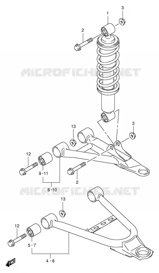 SCHOKDEMPER - VORKBEEN Suzuki QUAD 400 EIGER 2007  LT-F400K7(P24)