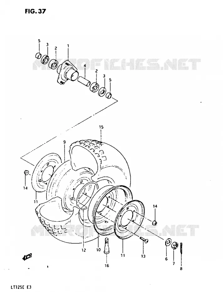 VOORWIEL (MODELE D) Suzuki QUAD 125 QUADRUNNER 1984  LT125E(E3)