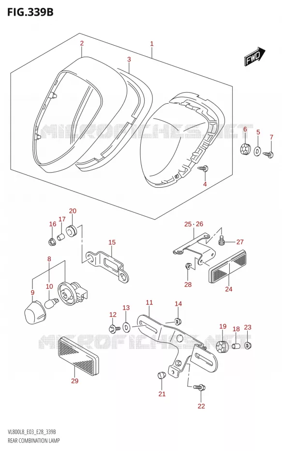 ACHTERLICHT (VL800:L8:E28) Suzuki MOTO 800 BOULEVARD 2018  VL800 2018 L8 (E28)