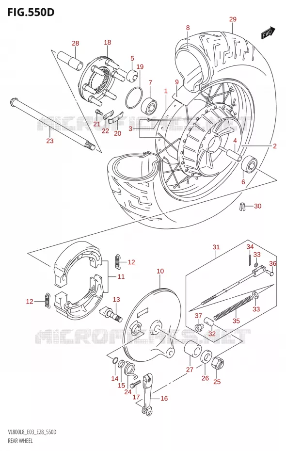 ACHTERWIEL (VL800T:L8:E03) Suzuki MOTO 800 BOULEVARD 2018  VL800 2018 L8 (E28)