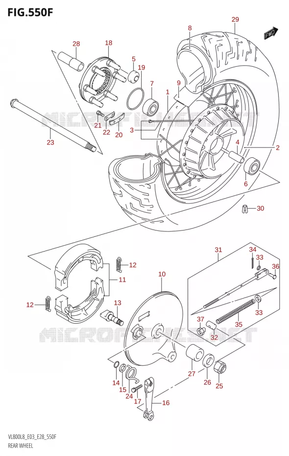 ACHTERWIEL (VL800T:L8:E33) Suzuki MOTO 800 BOULEVARD 2018  VL800 2018 L8 (E28)