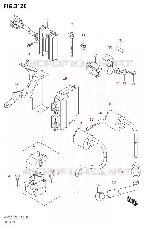 ELEKTRISCH (VL800T:L8:E28) Suzuki MOTO 800 BOULEVARD 2018  VL800 2018 L8 (E28)