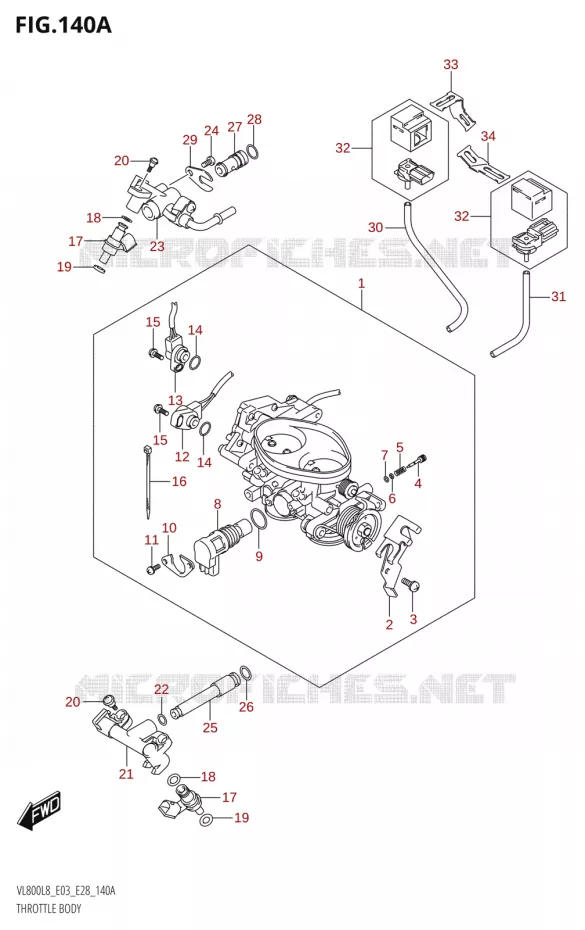 GASKLEPHUIS (VL800:L8:E03) Suzuki MOTO 800 BOULEVARD 2018  VL800 2018 L8 (E28)
