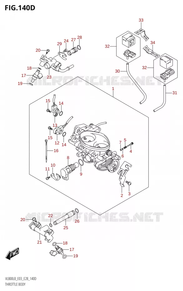 GASKLEPHUIS (VL800T:L8:E03) Suzuki MOTO 800 BOULEVARD 2018  VL800 2018 L8 (E28)