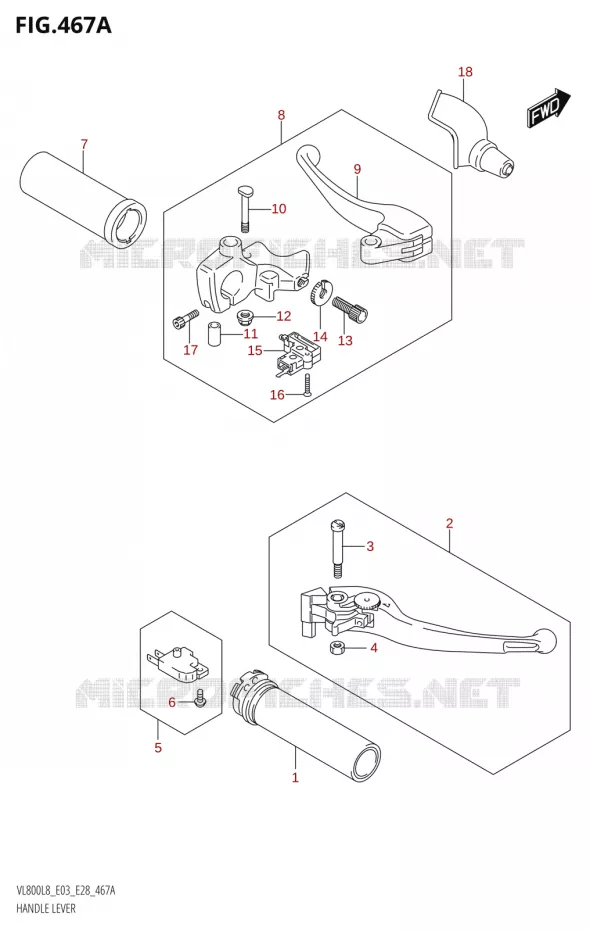 HEFBOMEN - HANDGRIPS Suzuki MOTO 800 BOULEVARD 2018  VL800 2018 L8 (E28)