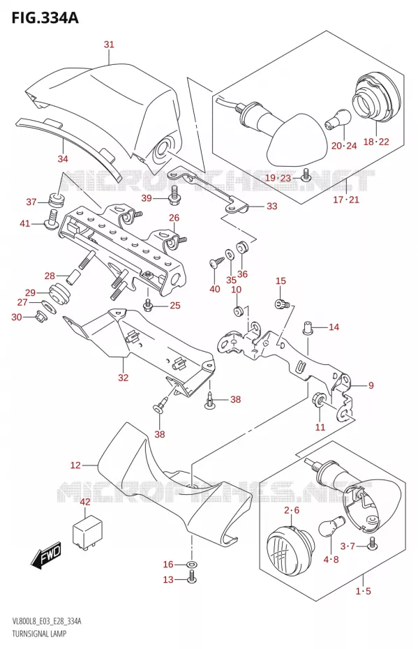 INDICATOREN (VL800:L8:E03) Suzuki MOTO 800 BOULEVARD 2018  VL800 2018 L8 (E28)