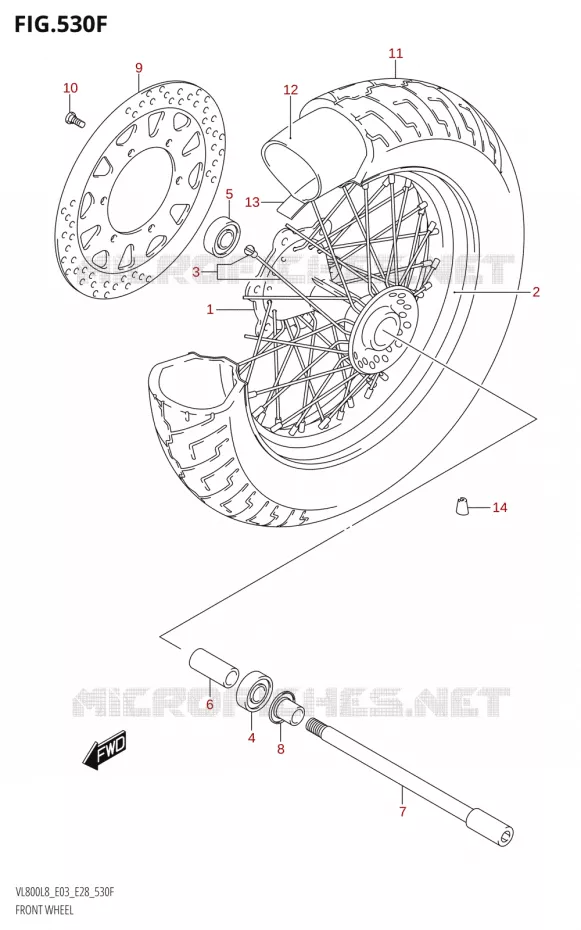 VOORWIEL (VL800T:L8:E33) Suzuki MOTO 800 BOULEVARD 2018  VL800 2018 L8 (E28)