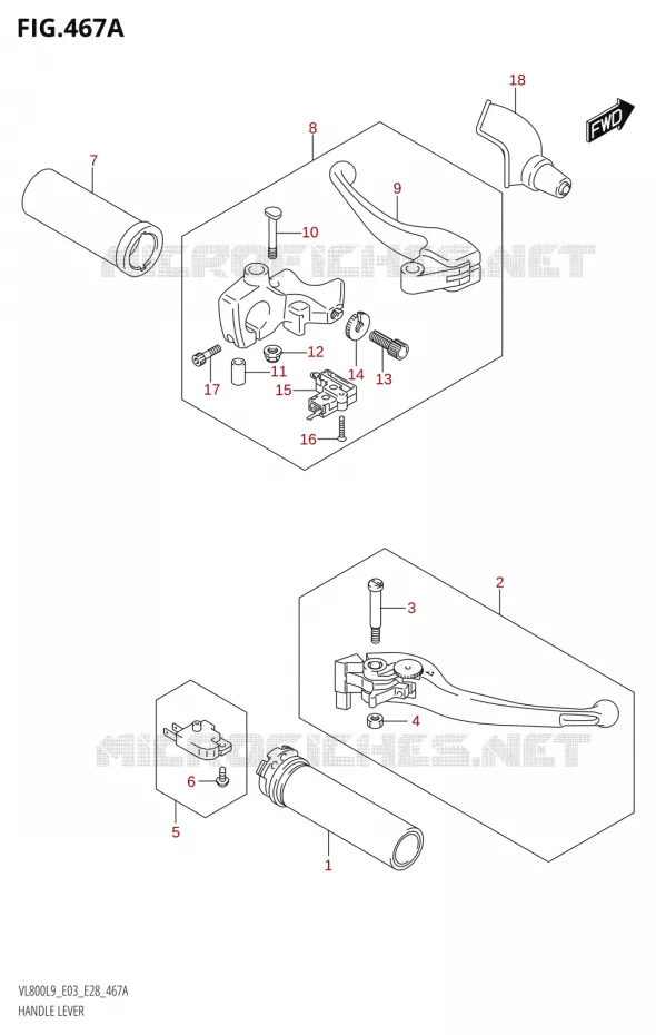 HEFBOMEN - HANDGRIPS Suzuki MOTO 800 BOULEVARD 2019  VL800 2019 L9 (E28)