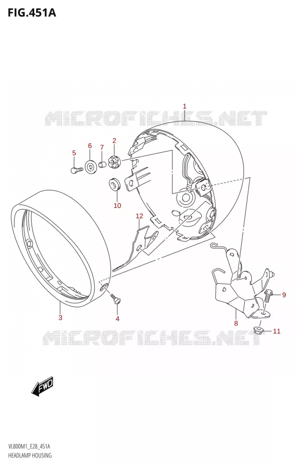 KOPLAMPBEHUIZING Suzuki MOTO 800 BOULEVARD 2021  VL800 2021 M1 (E28)