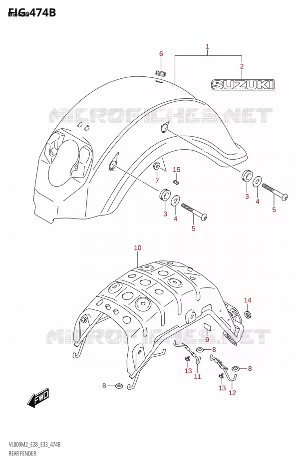 ACHTERSPATBORD (VL800T) Suzuki MOTO 800 BOULEVARD 2022  VL800 2022 M2 (E28)