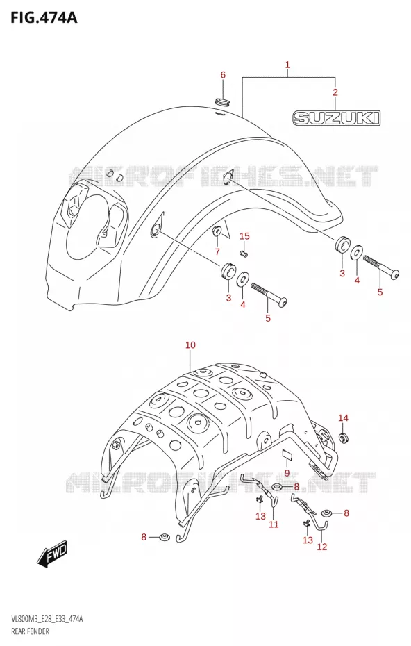 ACHTERSPATBORD (VL800) Suzuki MOTO 800 BOULEVARD 2023  VL800 2023 M3 (E28)