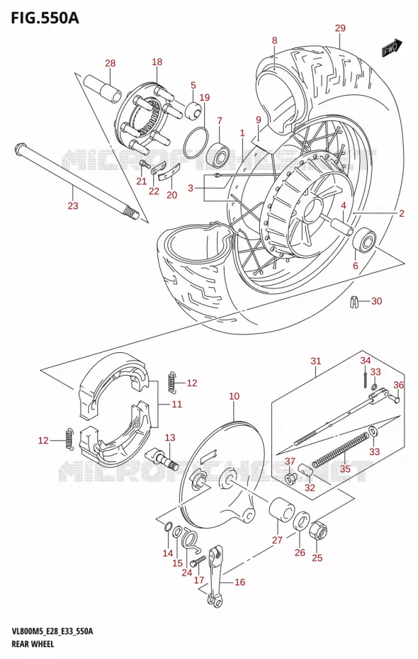 ACHTERWIEL (VL800T) Suzuki MOTO 800 BOULEVARD 2025  VL800 2025 M5 (E28)