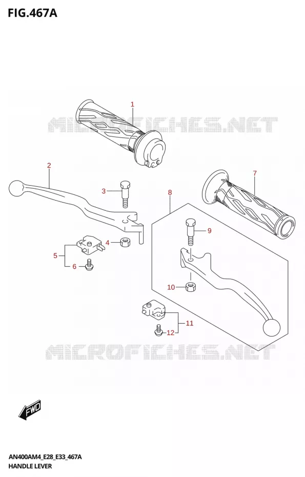 HEFBOMEN - HANDGRIPS Suzuki SCOOTER 400 BURGMAN 2024  AN400A 2024 M4 (E28)