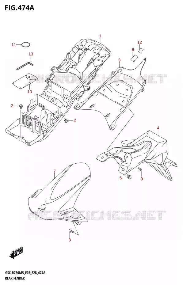 ACHTERSPATBORD Suzuki MOTO 750 GSX-R 2025  GSX-R750 2025 M5 (E28)