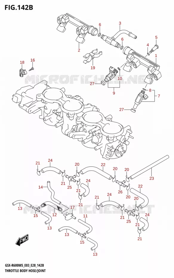 GASKLEPHUIS SLANG / JOINT (E33) Suzuki MOTO 600 GSX-R 2025  GSX-R600 2025 M5 (E28)