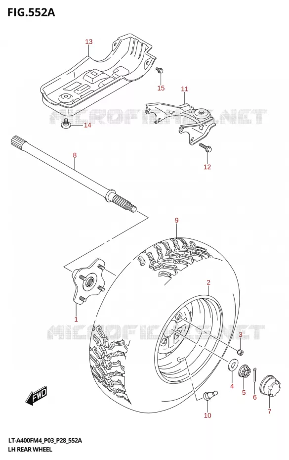 LINKERHAND ACHTERWIEL (LT-A400F) Suzuki QUAD 400 KINGQUAD 2024  LT-A400F 2024 M4 (P28)