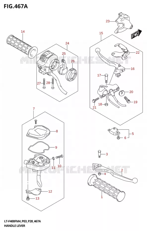 HEFBOMEN - HANDGRIPS Suzuki QUAD 400 KINGQUAD 2024  LT-F400F 2024 M4 (P28)