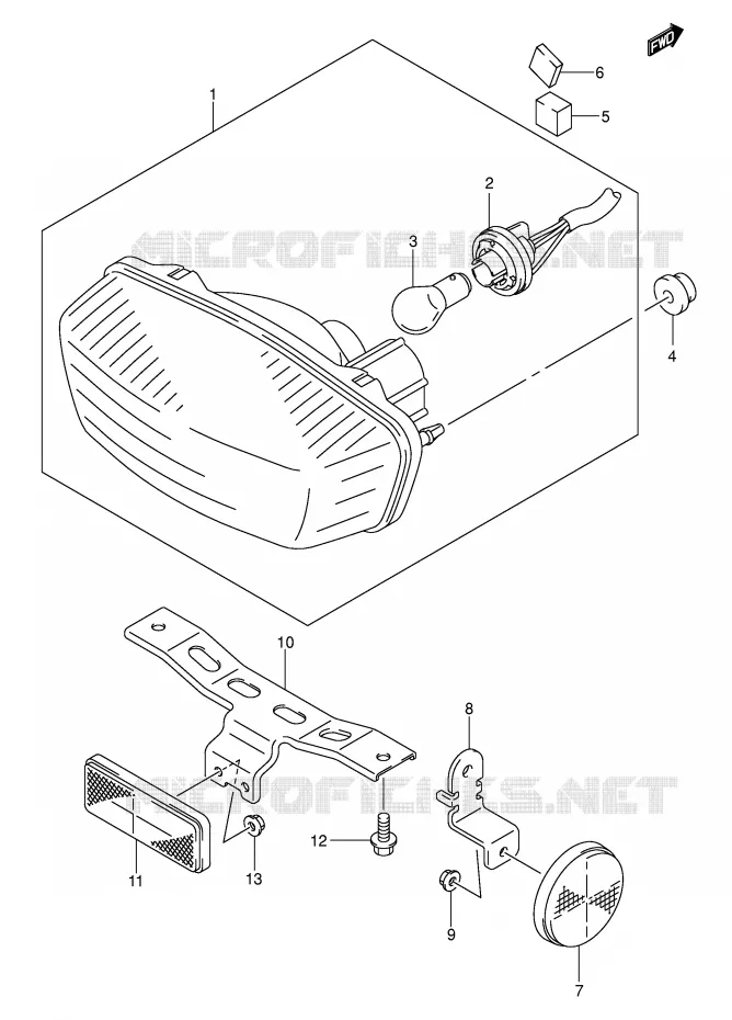 ACHTERLICHT (MODEL K5/K6/K7 E28) Suzuki QUAD 400 QUADSPORT 2004  LT-Z400ZK4(E3/E28)