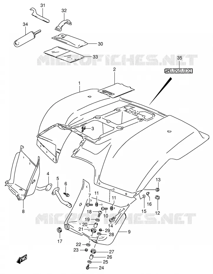 ACHTERSPATBORD Suzuki QUAD 160 OZARK 2004  LT-F160K4(P24)