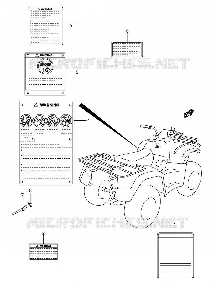 ETIKET (MODELE K3) Suzuki QUAD 400 EIGER 2003  LT-F400FK3(P3/P28)