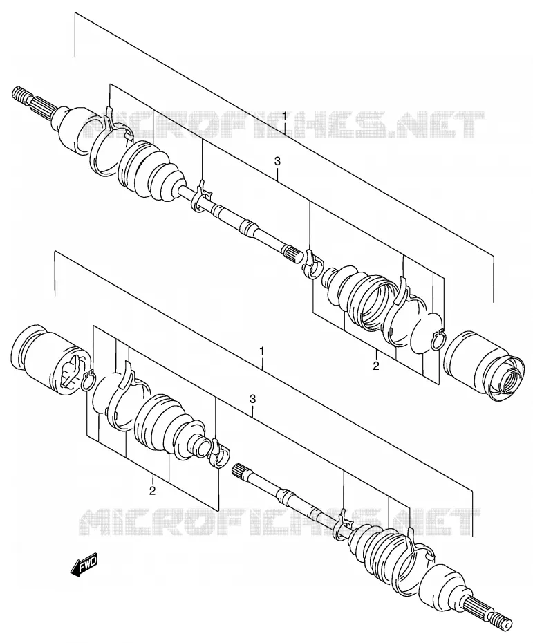 FRONT AANDRIJFAS (MODELE K1/K2/K4) Suzuki QUAD 300 KINGQUAD 2001  LT-F300FK1(E3/E28)