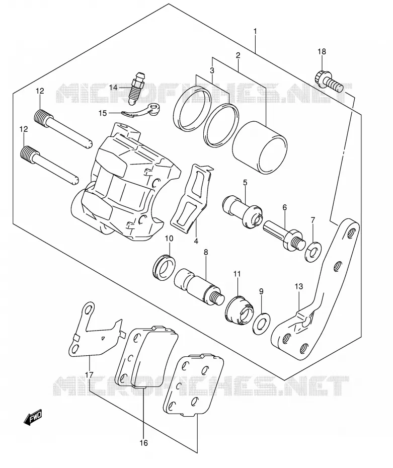 FRONT CALIPER Suzuki QUAD 400 QUADSPORT 2007  LT-Z400K7(E19)