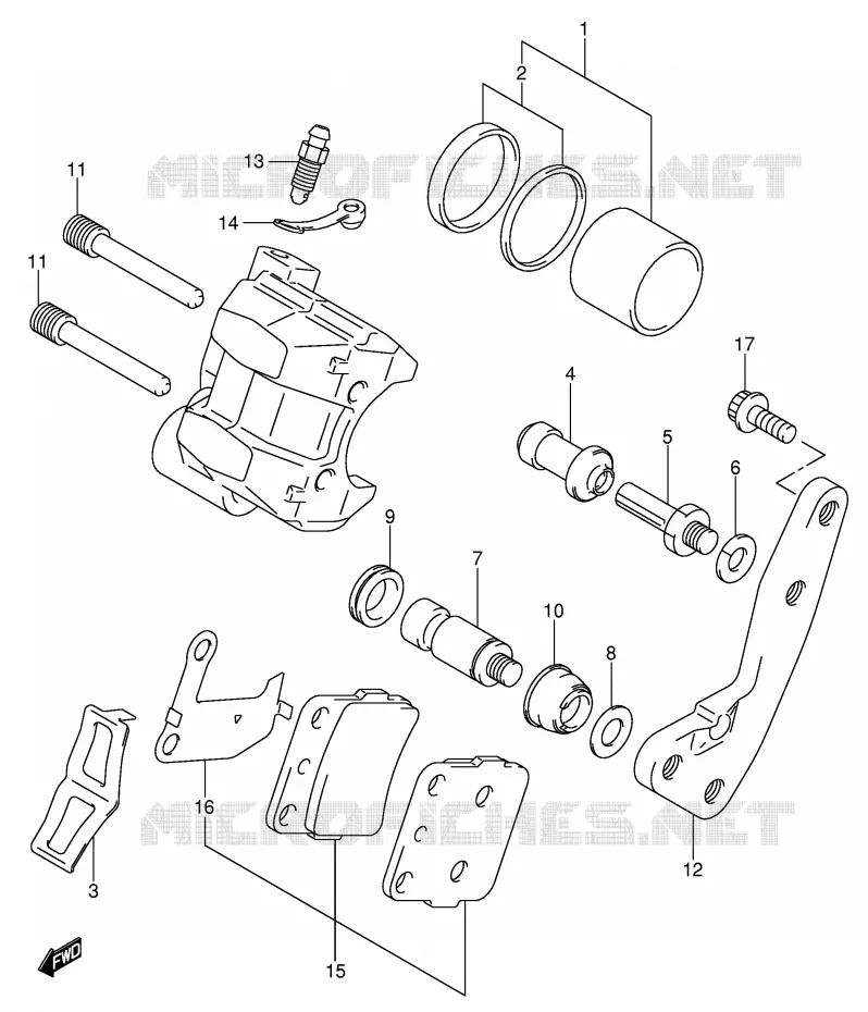 FRONT CALIPER Suzuki QUAD 400 QUADSPORT 2007  LT-Z400K7(E3/E28)
