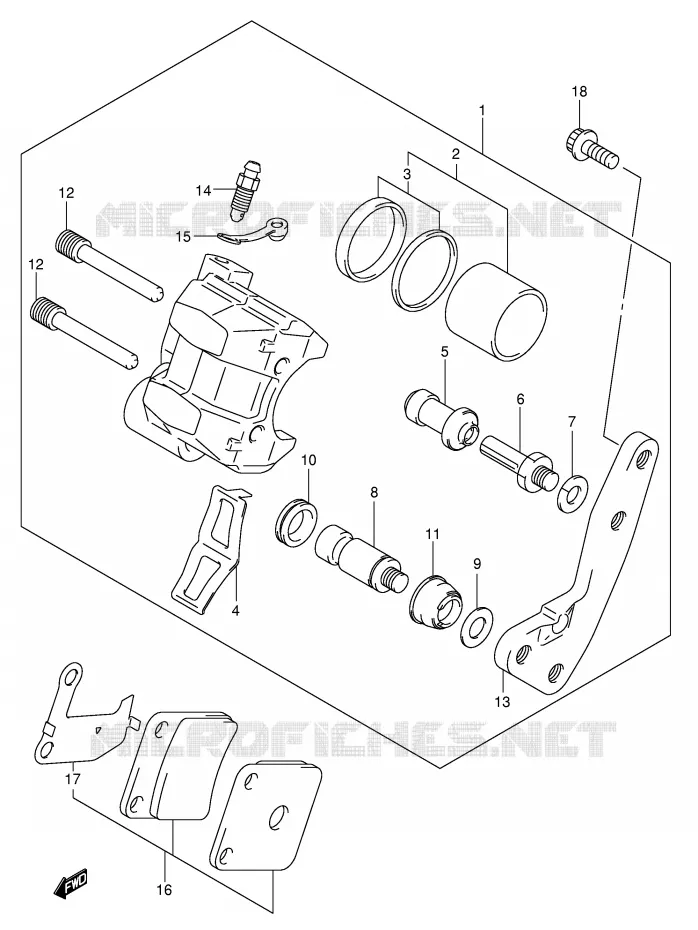 FRONT CALIPER Suzuki QUAD 500 VINSON 2006  LT-F500FK6(P24)