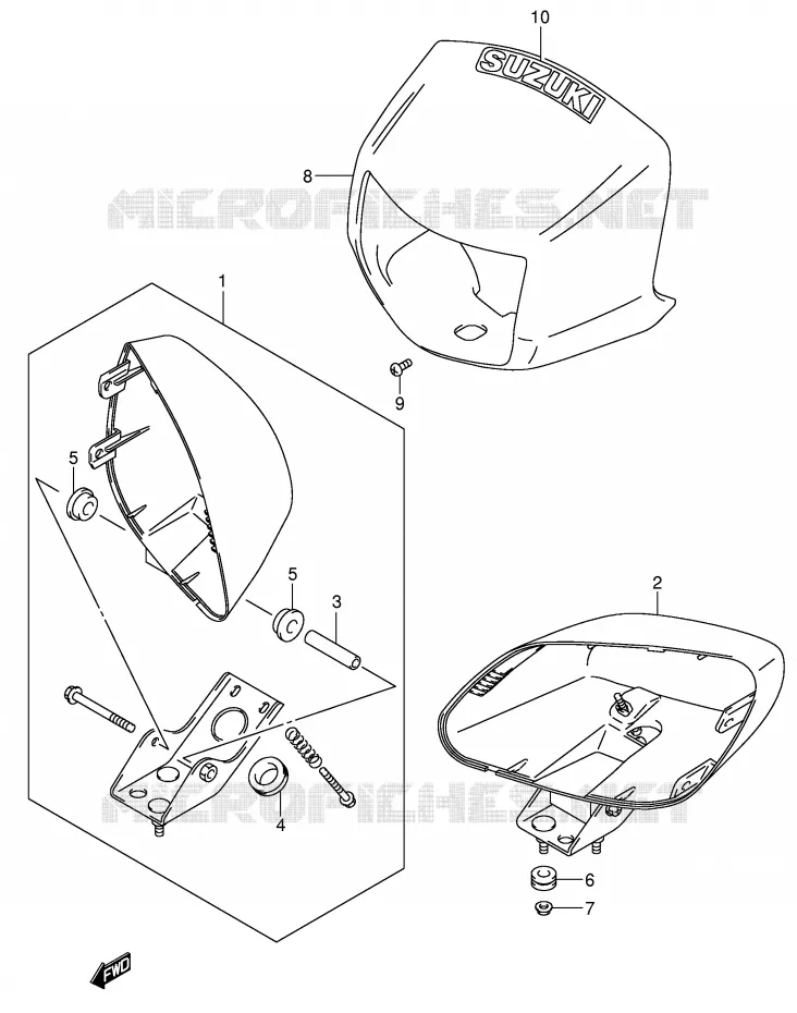 KOPLAMPBEHUIZING (MODEL K4/K5/K6) Suzuki QUAD 500 VINSON 2006  LT-F500FK6(P28/P33)