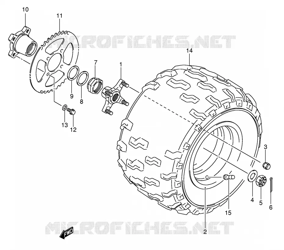 LINKERHAND ACHTERWIEL (MODEL K5/K6/K7) Suzuki QUAD 400 QUADSPORT 2004  LT-Z400K4(E19)
