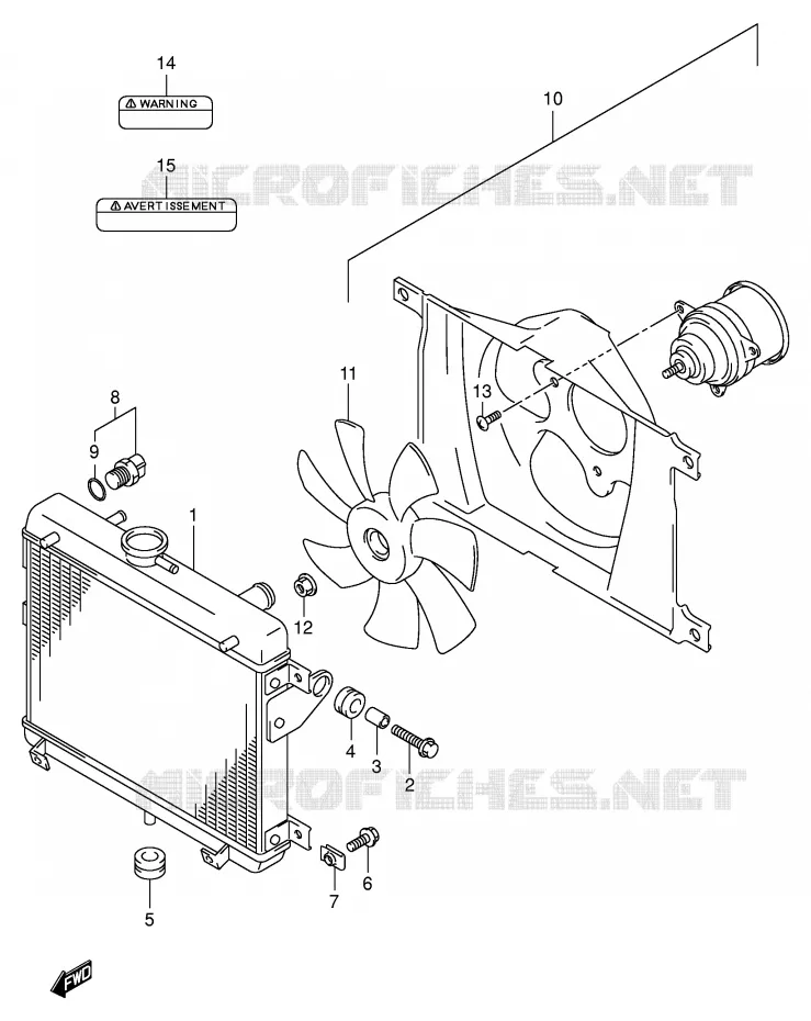 RADIATOR (MODELE K1/K2) Suzuki QUAD 500 VINSON 2002  LT-F500FK2(E3/E28)